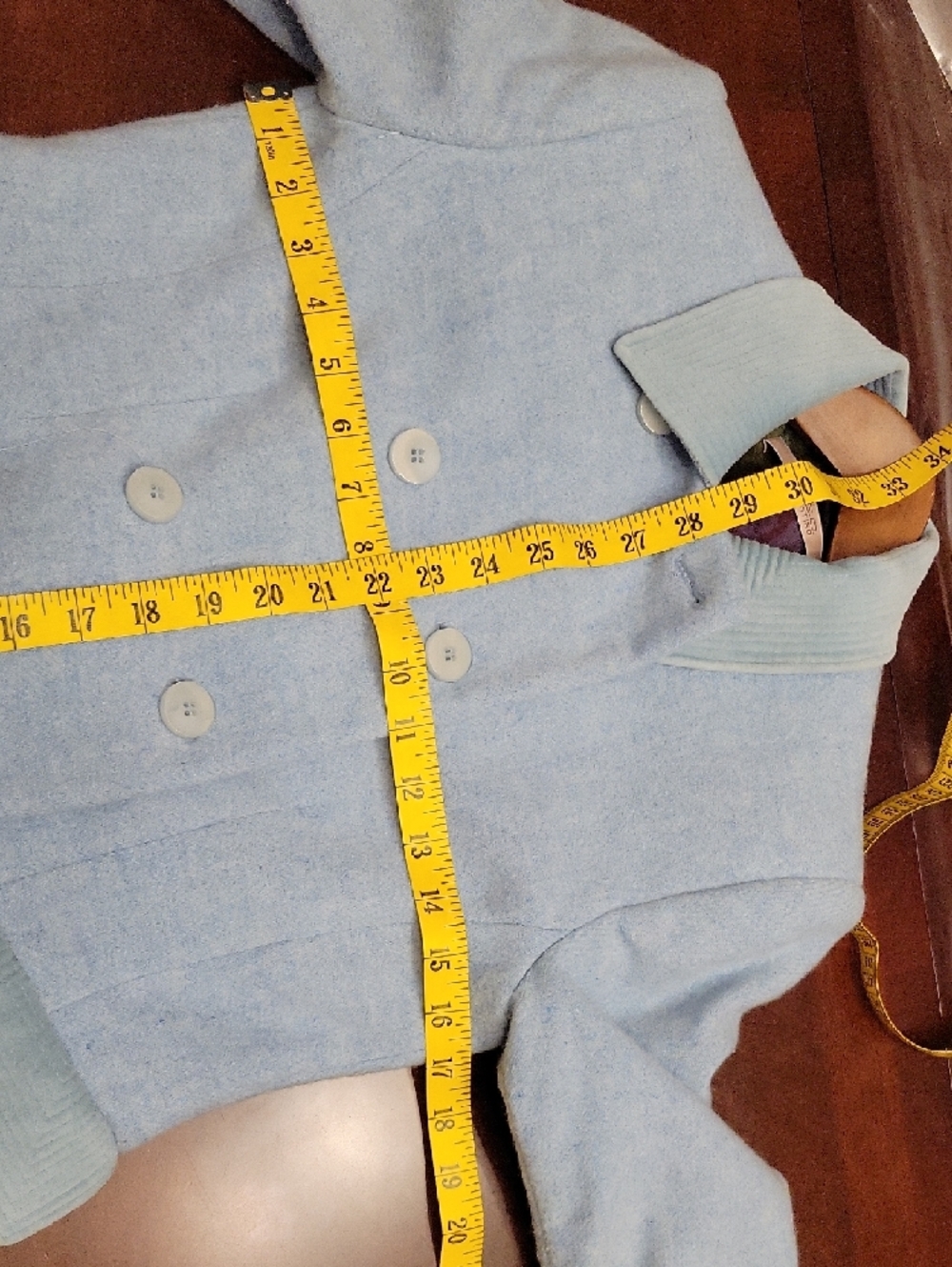 RED Valentino‎ Light Blue Double-Breasted Wool Pea Coat - Picture 5 of 12